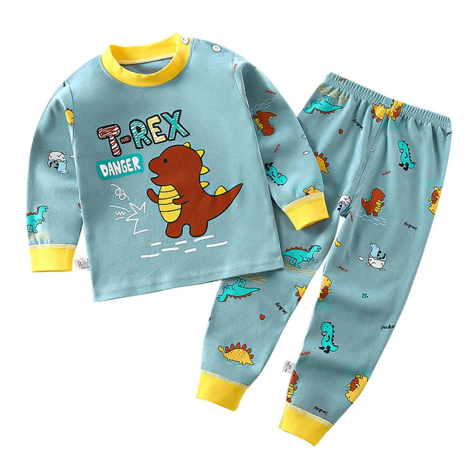 Conjunto de pijama de algodón para niños – Ropa de dormir de dibujos animados de otoño invierno para niños y niñas, conjunto de ropa de descanso suave para niños, ropa de noche acogedora y conjunto para el hogar para un sueño cómodo