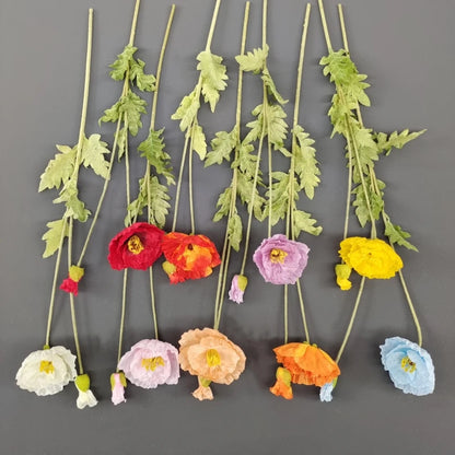 105cm Artificial Poppy Flowers – Large Realistic Faux Floral Stem for Wedding Decor, Vase Arrangements, Home Decoration, Photo Props & Window Displays