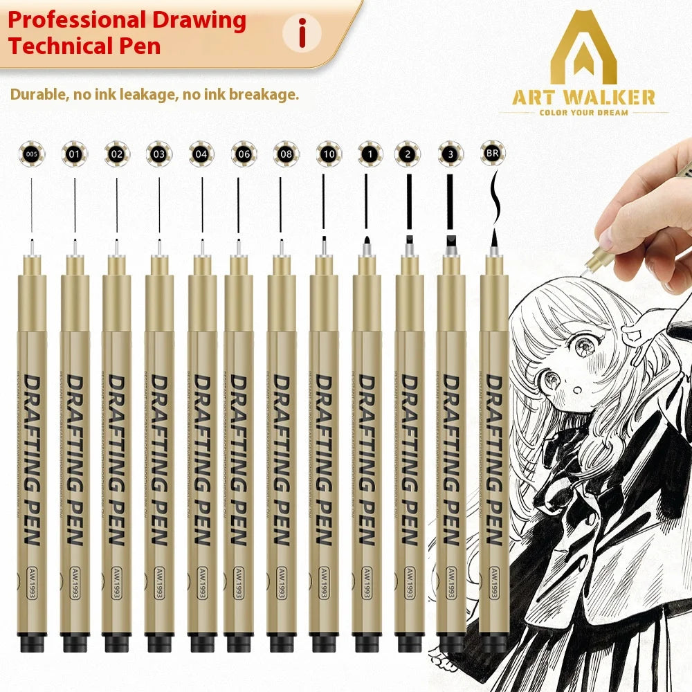 Manga Black Fineliner Marker Set – 1/6/9/12PCS Fine Tip Drawing Pens for Sketching, Comics & Art