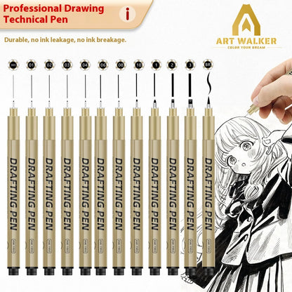 Manga Black Fineliner Marker Set – 1/6/9/12PCS Fine Tip Drawing Pens for Sketching, Comics & Art
