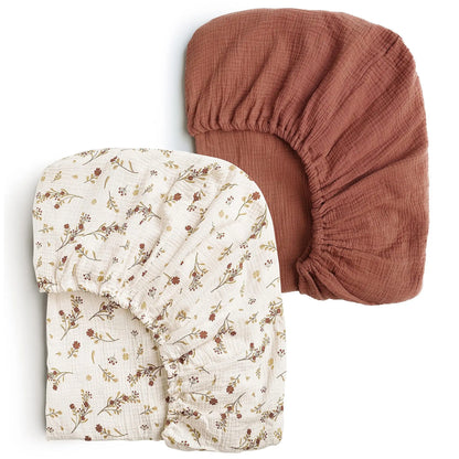 Sábana de cuna de algodón muselina suave y transpirable para bebé – Sábana ajustable universal para cunas de recién nacidos, moisés y camas infantiles