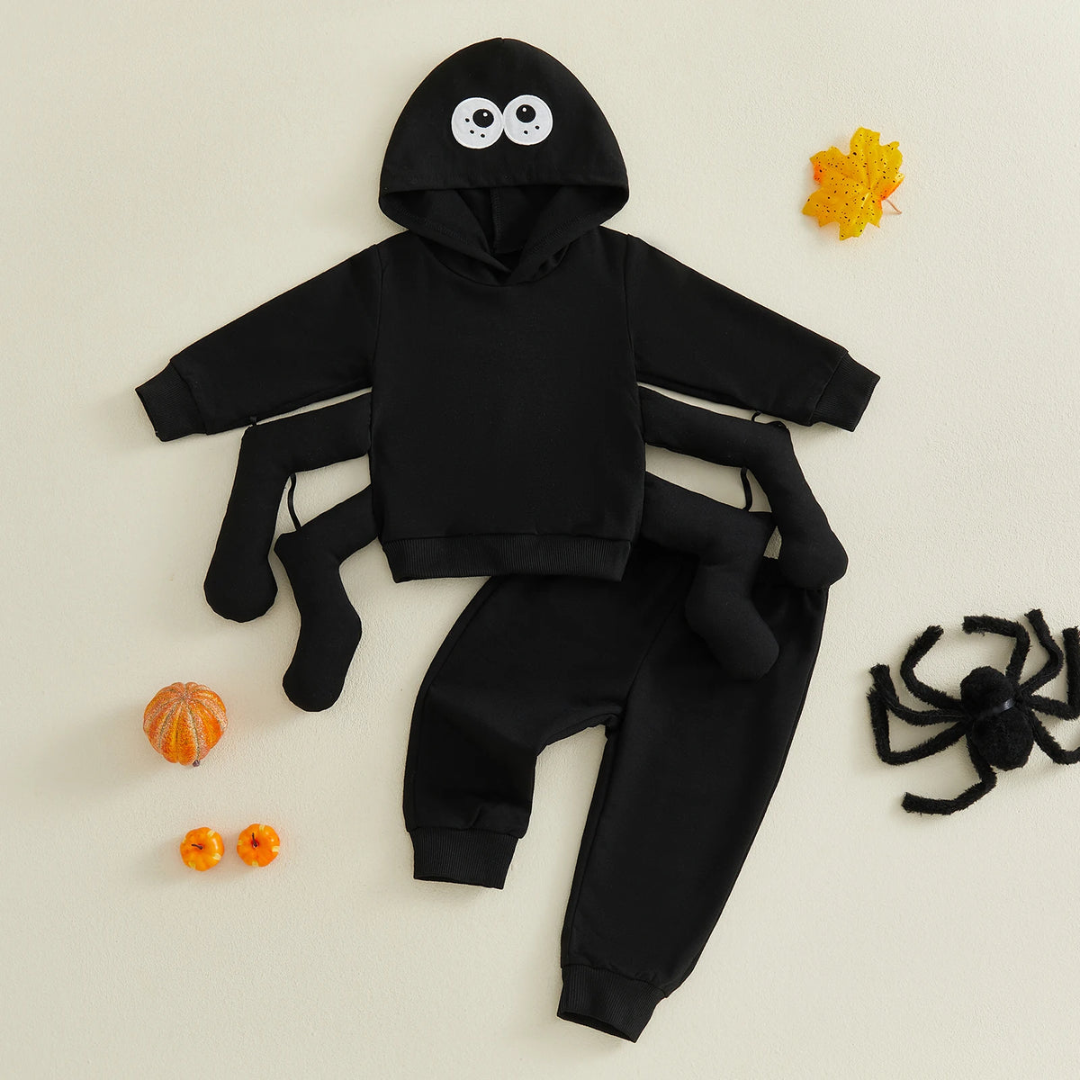 Toddler Baby Boys Halloween Outfit Set, Spider Print Long Sleeve Hoodie Sweatshirt and Elastic Waist Pants, 2-Piece Casual Costume Set for Kids
