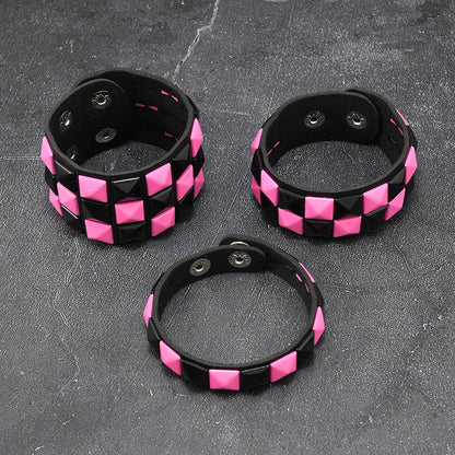 3-Piece Leather Bracelet Set – Wide Rivet Studded Wristbands for Men & Women | Vintage Punk Fashion Jewelry Gift