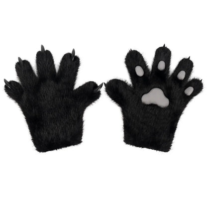 Furry Animal Paw Gloves for Teens & Adults – Plush Cat Paw Mittens for Anime Cosplay, Halloween, Lolita Fashion & Costume Accessories