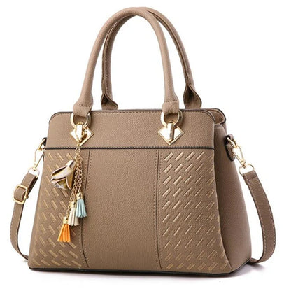 Gusure Luxury Women's Embroidered Tote Bag Large Capacity Shoulder Crossbody Handbag with Tassel