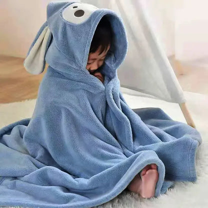 Thickened Baby Hooded Bath Towel – Super Soft Absorbent Pure Cotton Cloak Blanket for Newborns & Children