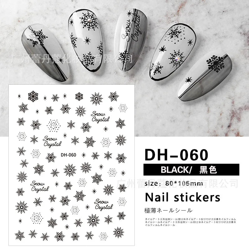 3D Christmas Nail Art Stickers – Snowflake & Winter Tree Nail Decals for Nail Tips Decoration
