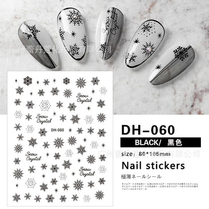 3D Christmas Nail Art Stickers – Snowflake & Winter Tree Nail Decals for Nail Tips Decoration