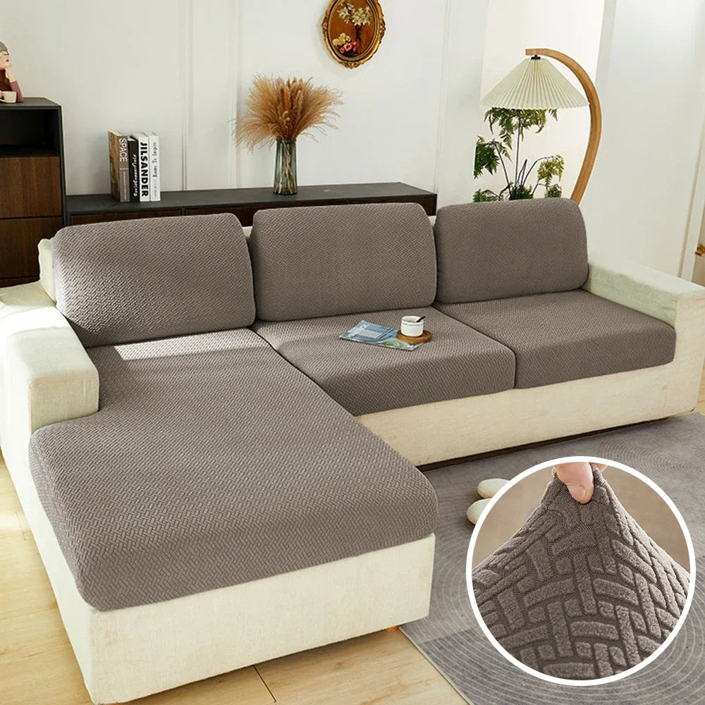 Stretch Jacquard Sofa Seat Cushion Cover – Washable Furniture Protector for Sectional & Loveseat Sofas