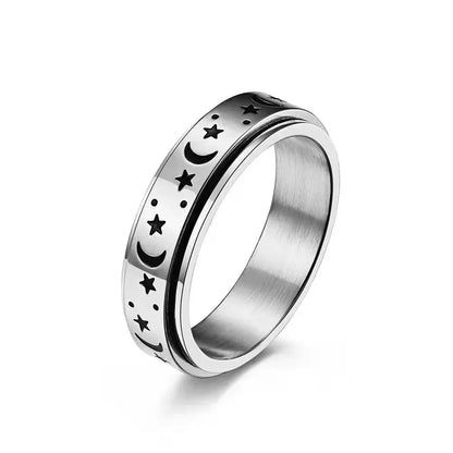 Vintage Sun Moon Star Spinner Ring – Stainless Steel Rotating Promise Band for Men & Women | Anniversary Statement Jewelry Gift
