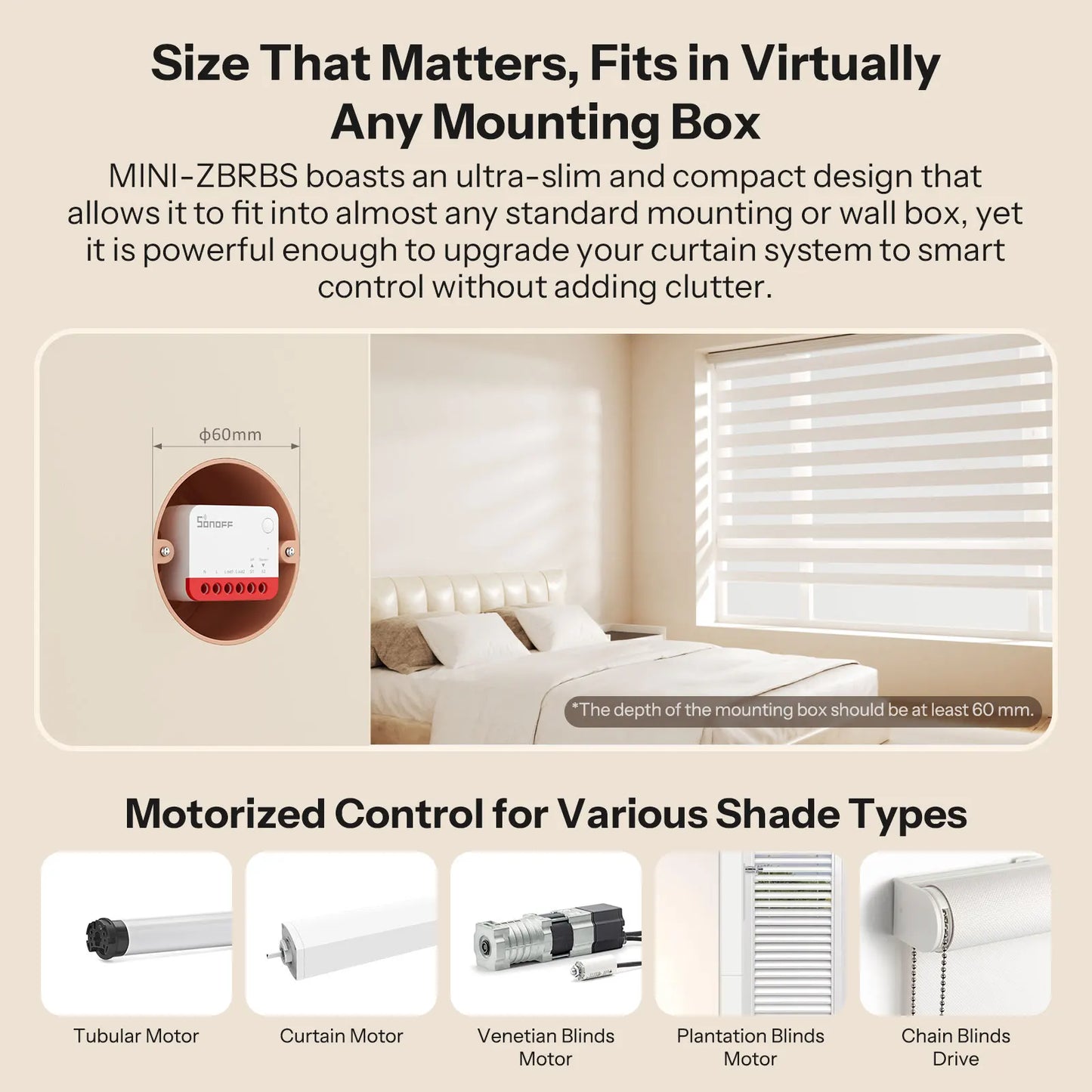 SONOFF MINI-ZBRBS Zigbee Smart Roller Shutter Switch – Controlador inteligente de cortinas, módulo de motor de persianas compatible con ZigBee Hub, automatización de escenas locales e interruptor amplificador de señal para eWeLink Smart Home