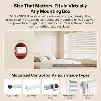 SONOFF MINI-ZBRBS Zigbee Smart Roller Shutter Switch – Controlador inteligente de cortinas, módulo de motor de persianas compatible con ZigBee Hub, automatización de escenas locales e interruptor amplificador de señal para eWeLink Smart Home
