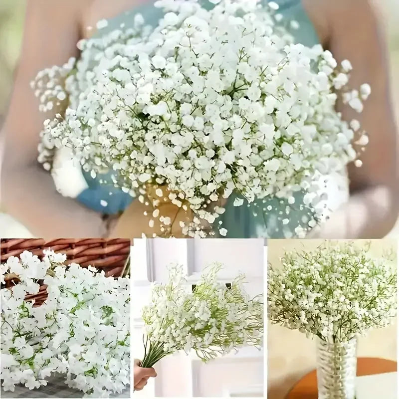 90 unidades de flores artificiales de paniculata de tacto real – Ramo de gypsophila sintética resistente a la oxidación con tallos | Decoración para el hogar, la oficina y bodas