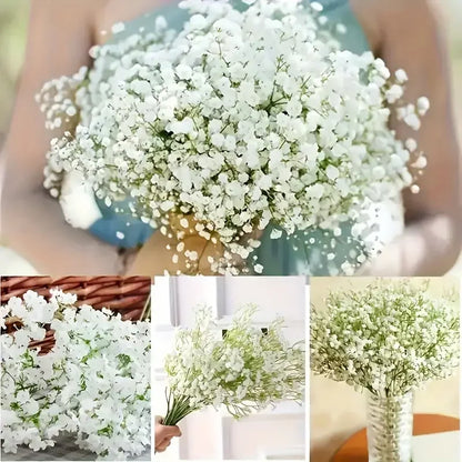 90 unidades de flores artificiales de paniculata de tacto real – Ramo de gypsophila sintética resistente a la oxidación con tallos | Decoración para el hogar, la oficina y bodas