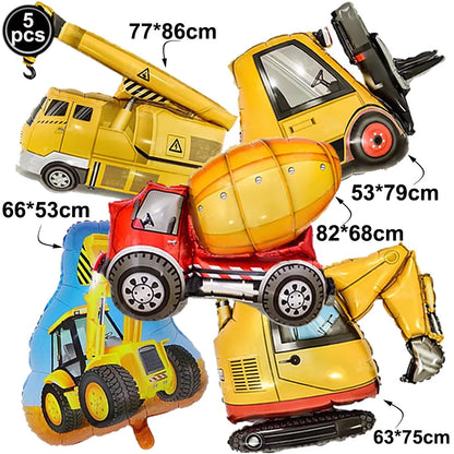 Construction Truck Birthday Party Tablecloth – Excavator & Engineering-Themed Table Runner for Boys' Construction Party Decorations