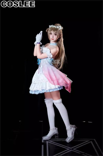 COSLEE LoveLive Aqours “The Dreaming Gate” Cosplay Costume – All Members Blue Singing Dress (Nozomi, Nico, Hanayo, Maki)