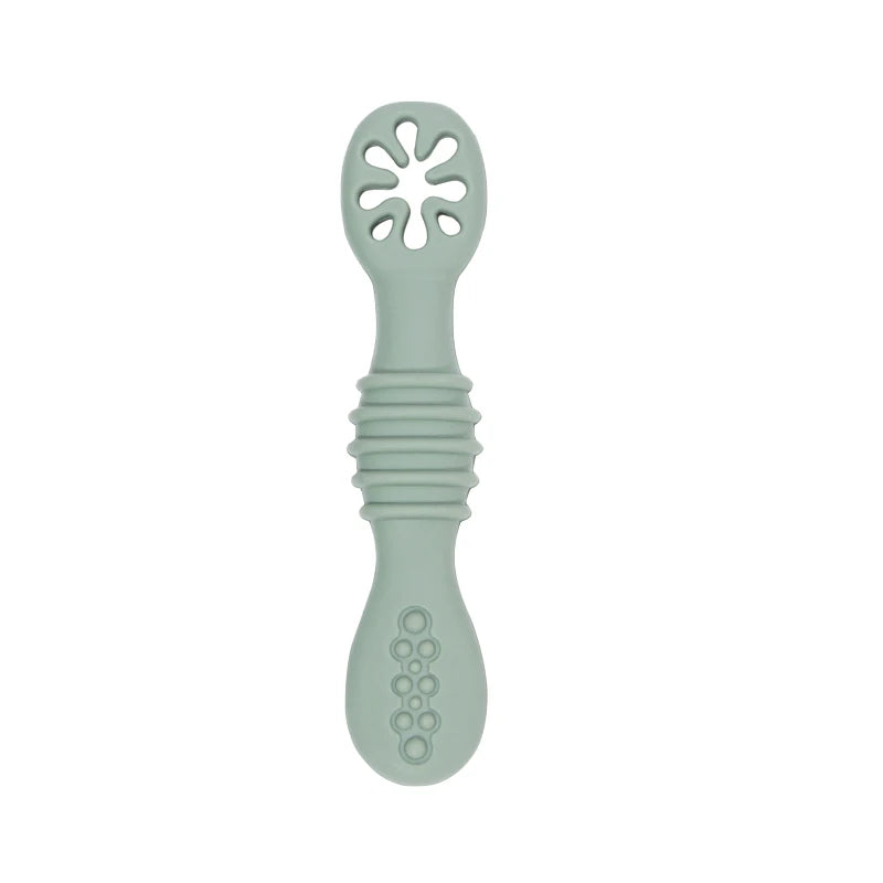 Lot de cuillères d'alimentation en silicone pour bébé – Cuillère douce à double embout pour purées, céréales de riz et sevrage autonome