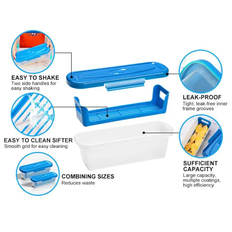 Fish Breading Shaker Bowl – Batter Coating Tray with Lid for Chicken Wings, Fish, Vegetables & Frying