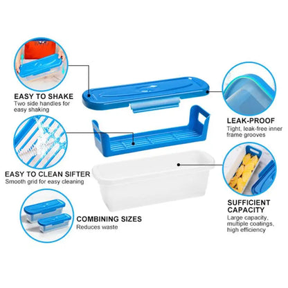 Fish Breading Shaker Bowl – Batter Coating Tray with Lid for Chicken Wings, Fish, Vegetables & Frying