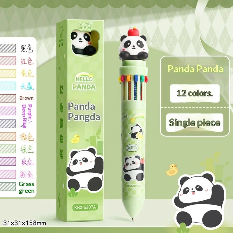 10/12-Color Kawaii Capybara Ballpoint Pen – Cute Cartoon Multicolor Writing Pen for Notes, Drawing, School Supplies & Student Gifts