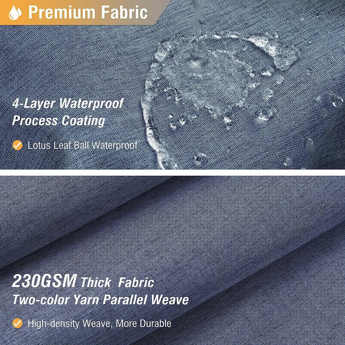 Cortina de ducha de lino de lujo – Cortina de baño de tela impermeable con ganchos de metal