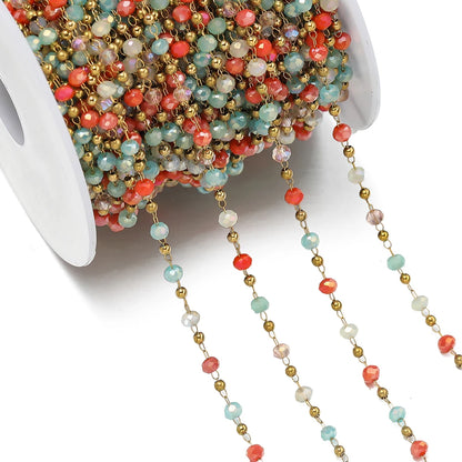 Cadena de Cuentas de Cristal de Acero Inoxidable de 1 m para Fabricación de Joyas – Cadena con Clip Multicolor para Collares, Pulseras y Manualidades DIY