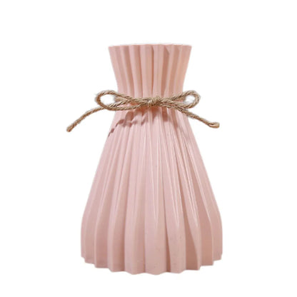 Creative Origami Style Plastic Flower Vase – Modern European Pleated Folding Decorative Vase for Fresh & Dried Flowers