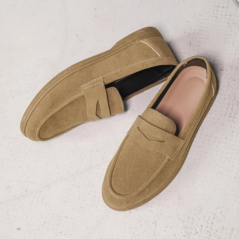 Mocasines sin cordones para hombre - Planos casuales ligeros y transpirables, zapatos para caminar con suela suave antideslizante para uso diario al aire libre