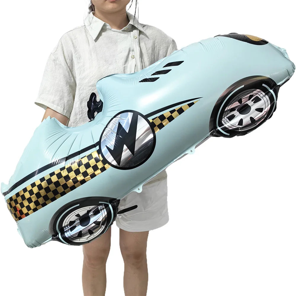 Racing Car Birthday Party Decorations – Race Car, Tire Wheel, Traffic Cone & Checkered Balloons for Kids' Racing-Themed Parties