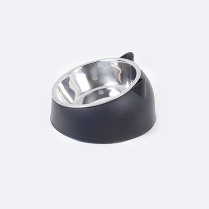 15° Raised Stainless Steel Pet Bowl – Non-Slip Tilted Food & Water Feeder for Cats, Dogs & Puppies, Neck-Friendly Elevated Bowl