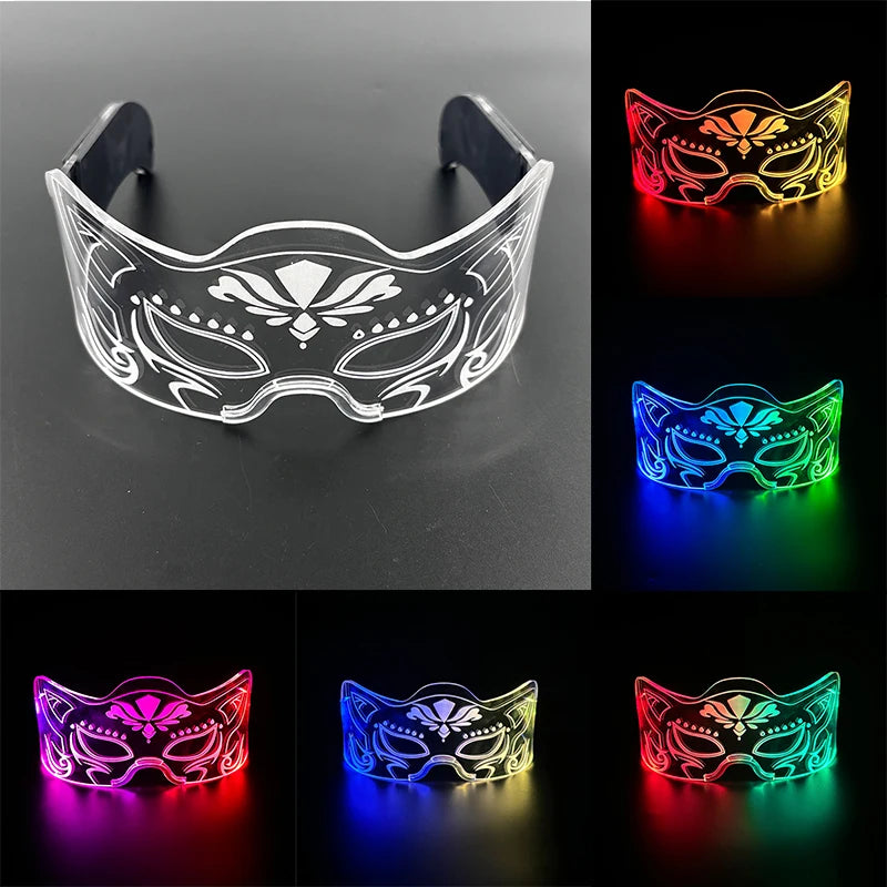 LED Luminous Party Glasses – Futuristic Rainbow Space & Robot Rave Goggles with Star Lights for Concerts, DJ Events, Masquerade & Y2K Parties