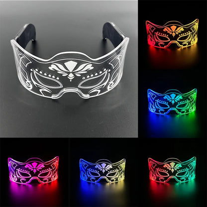 LED Luminous Party Glasses – Futuristic Rainbow Space & Robot Rave Goggles with Star Lights for Concerts, DJ Events, Masquerade & Y2K Parties