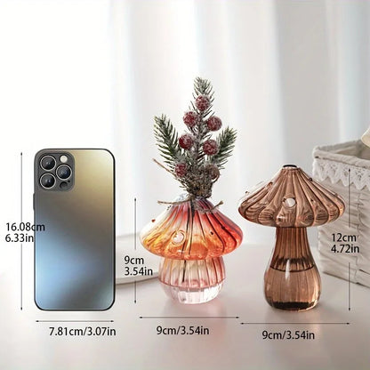 Transparent Glass Mushroom Vase – Hydroponic Planter for Flowers, Plants & Home Décor