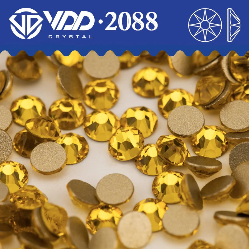 VDD 2088 Crystal Flower Nail Rhinestones – Non-Hotfix 8 Big & 8 Small Flatback Gems for Nail Art & DIY Decorations