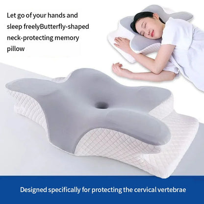 Oreiller en mousse à mémoire de forme rafraîchissant pour l'été – Oreiller cervical à rebond lent, oreiller ergonomique papillon pour le sommeil, coussin orthopédique respirant pour un repos confortable et un soutien du cou