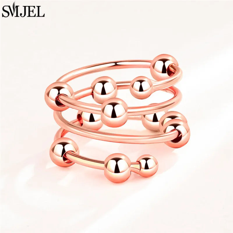 Cherry Blossom Rotating Fidget Spinner Ring – Cute Cat, Bee, Bunny & Butterfly Anti-Anxiety Ring for Women | Adjustable Stress Relief Jewelry