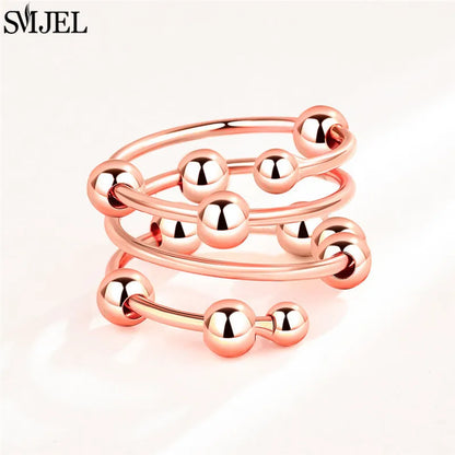 Cherry Blossom Rotating Fidget Spinner Ring – Cute Cat, Bee, Bunny & Butterfly Anti-Anxiety Ring for Women | Adjustable Stress Relief Jewelry