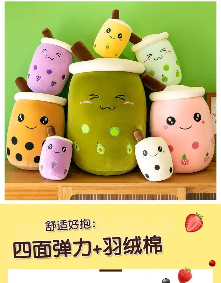 Giant Bubble Tea Plush Pillow – 22–70cm Squishy Milk Tea Boba Stuffed Toy Fruit Drink Bottle Decor Gift