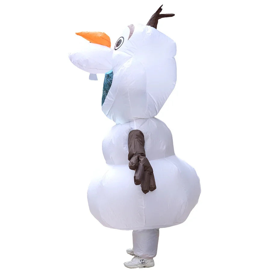 Adult Inflatable Snowman Costume Cartoon Snow Baby Cosplay Outfit for Halloween, Christmas, Holiday Dress-Up Parties and Festive Events