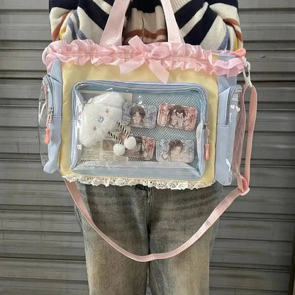 Bolsa Ita Japonesa Y2K para Mujer – Bonito Bolso de Hombro Transparente Lolita, Bolso Cruzado Grande de Exhibición DIY, Cartera de Moda Kawaii para la Escuela, Viajes y Uso Diario