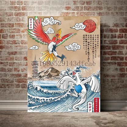 Pokémon Empoleon – Toile Murale – Affiche d'Anime Moderne pour Salon, Chambre, Salle de Jeux et Décoration Intérieure