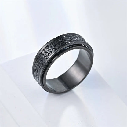 Viking Celtic Knot Rune Ring – Stainless Steel Rotating Spinner Ring for Men | Anti-Stress Anxiety Fidget Jewelry Gift