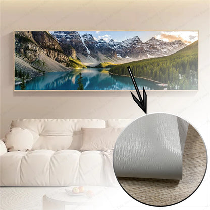 3D Landscape Canvas Wall Art – Mountain Lake Forest Scenery Painting Poster for Living Room, Bedroom & Home Decor