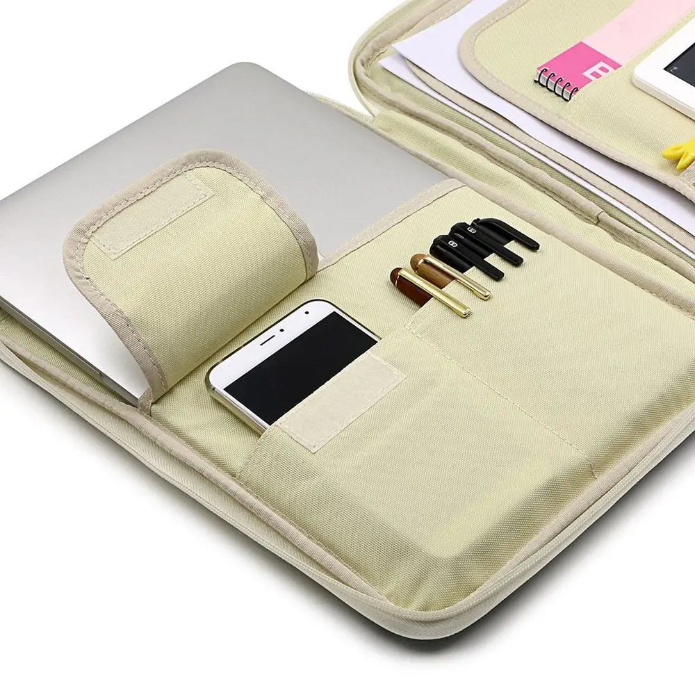 A4 Zipper Portfolio Folder – Travel Conference Document Case & Multifunction File Organizer Bag