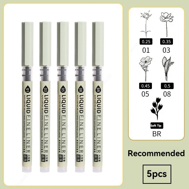 Set de marqueurs Manga – Stylos à croquis à pointe fine 5/8 pièces pour le dessin, l'illustration, la calligraphie et les fournitures scolaires