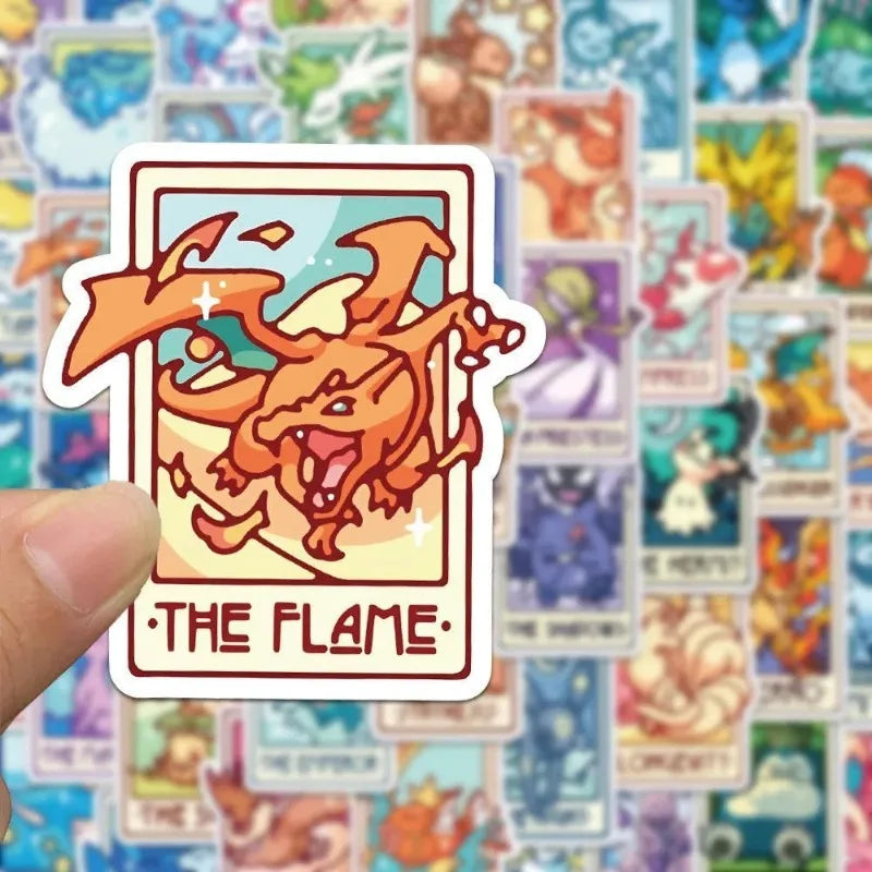 60PCS Pokémon Tarot Card Stickers – Waterproof Cute Cartoon Decals for Phone, Laptop & Notebook