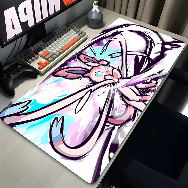 Grand tapis de souris de jeu XXL inspiré de Nymphali | Tapis de bureau mignon rose Kawaii pour clavier et souris