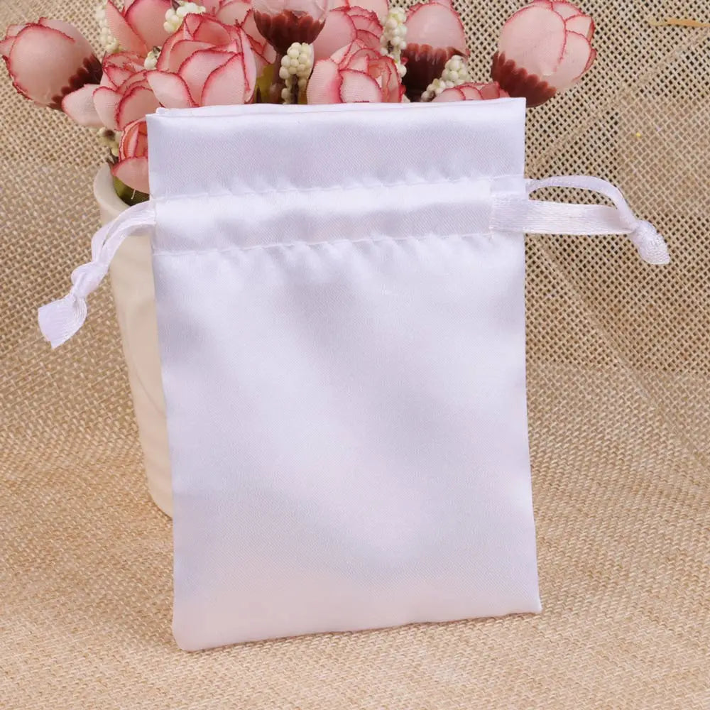 10/25/50PCS Bolsas de Regalo de Seda Satinada con Cordón para Joyas – Bolsitas de Lujo para Bodas, Fiestas, Dulces, Joyas y Empaque de Regalo