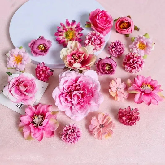 Flores artificiales de seda de rosas – Set de 3/21 unidades de rosas falsas para ramos de bricolaje, bodas y decoración del hogar