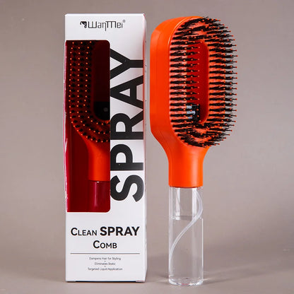 2-in-1 Detangling Spray Hair Brush with Water Mist Bottle – Anti-Static Scalp Massage Comb for All Hair Types